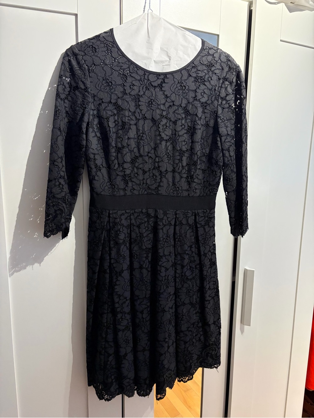 Ted Baker Black Lace Midi Dress with Three-Quarter Sleeves